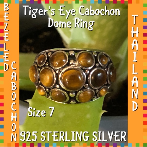 Jewelry - 🌟SOLD!🌟925 Silver Tiger’s Eye Cabochon Dome Ring